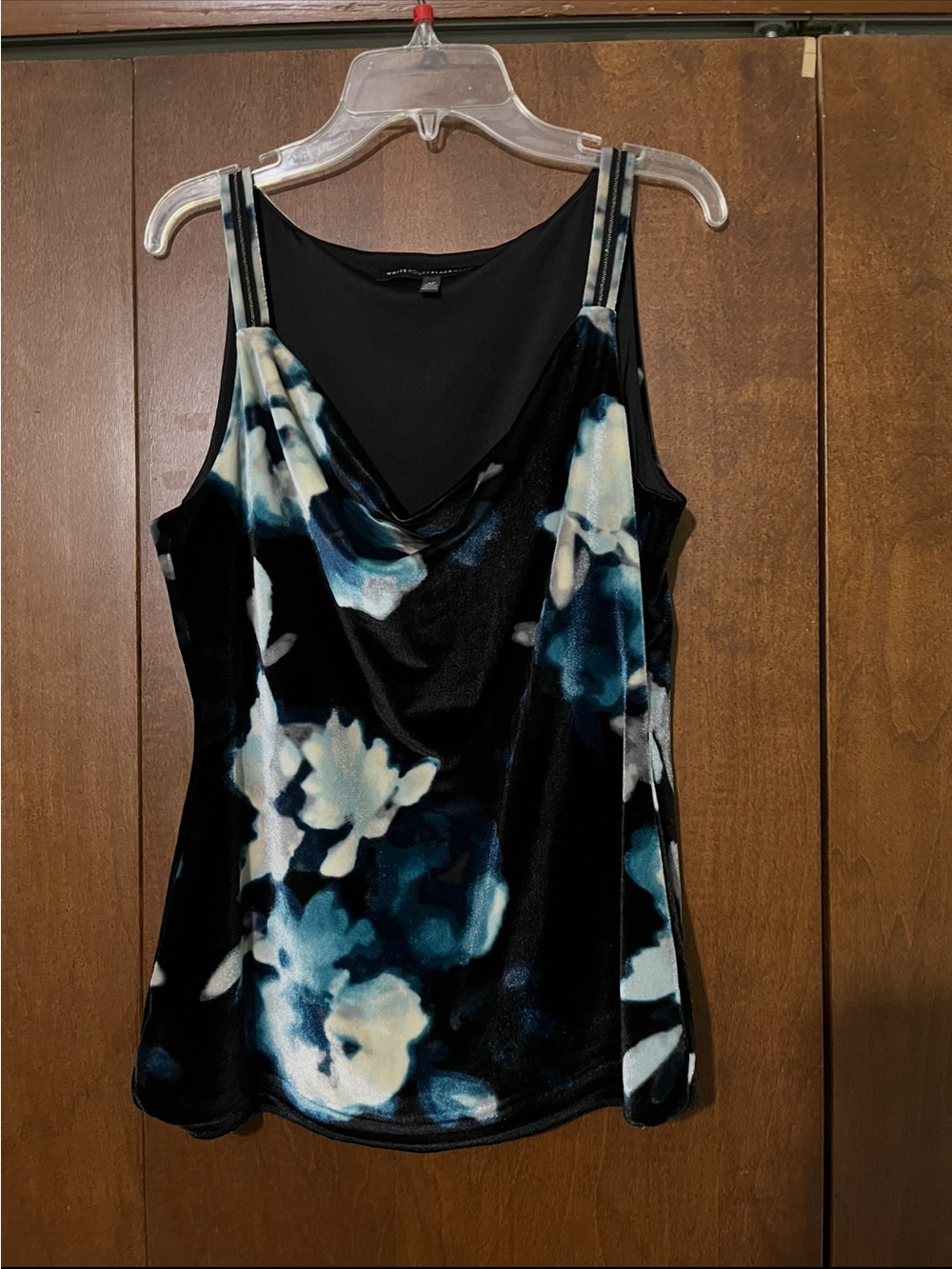 Cowl Neck Velvet Floral Tank Top